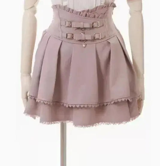 Jirai Kei Women Shirts Lolita Sweet Japanese Spring Top Mine Series Mass Production Off Shoulder Hollow Lace Long Sleeve Blouse Pink skirt A - Tophatter Daily Deals