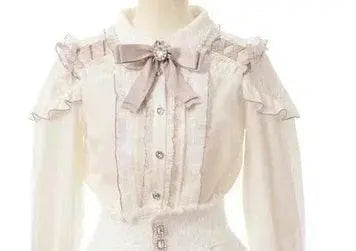 Jirai Kei Women Shirts Lolita Sweet Japanese Spring Top Mine Series Mass Production Off Shoulder Hollow Lace Long Sleeve Blouse White Pink - Tophatter Daily Deals