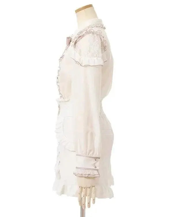 Jirai Kei Women Shirts Lolita Sweet Japanese Spring Top Mine Series Mass Production Off Shoulder Hollow Lace Long Sleeve Blouse - Tophatter Daily Deals