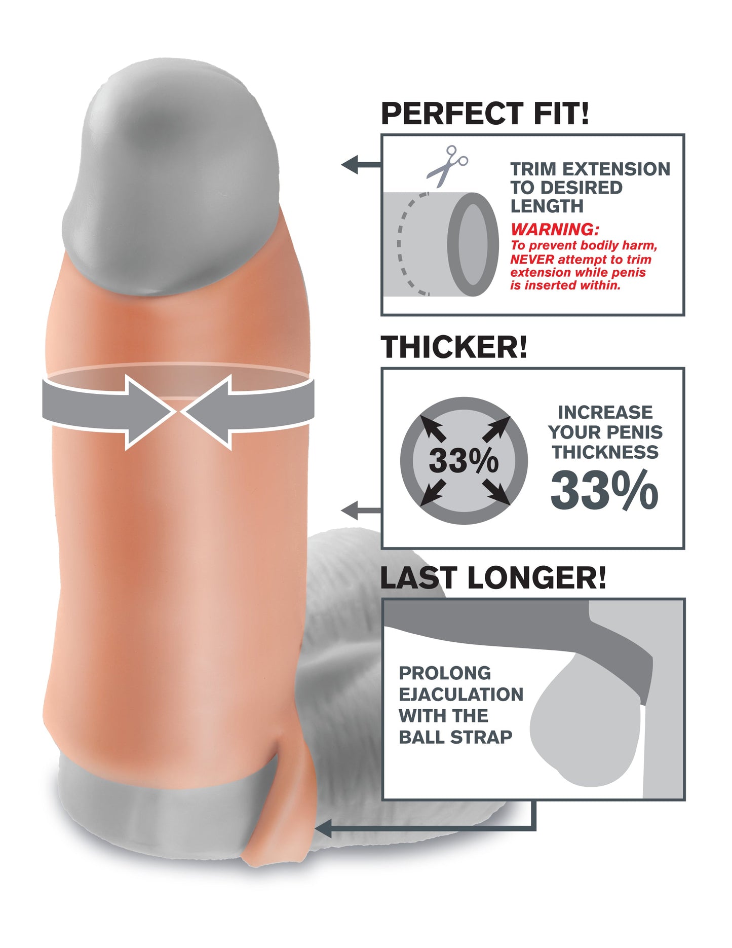 Fantasy X-tensions Real Feel Enhancer XL – 7 Inch Erection Enhancer > Sex Toys For Men > Penis Sleeves - Tophatter Daily Deals