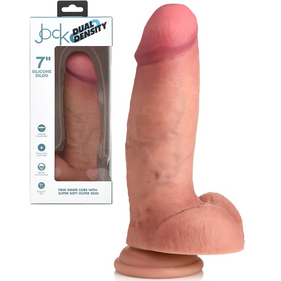 Jock 7 Inch Dual Density Silicone Dildo With Balls Light Skin Tone > Dildos > Realistic Dildos - Tophatter Daily Deals