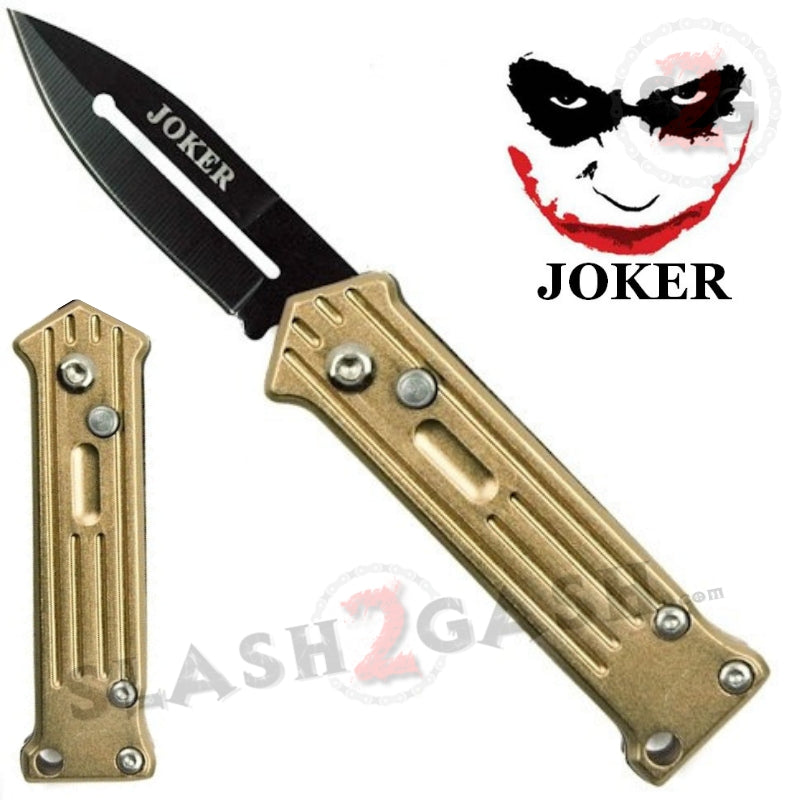 Mini Joker Automatic Knife Cali Legal Switchblade - Gold Knife-Auto - Tophatter Daily Deals