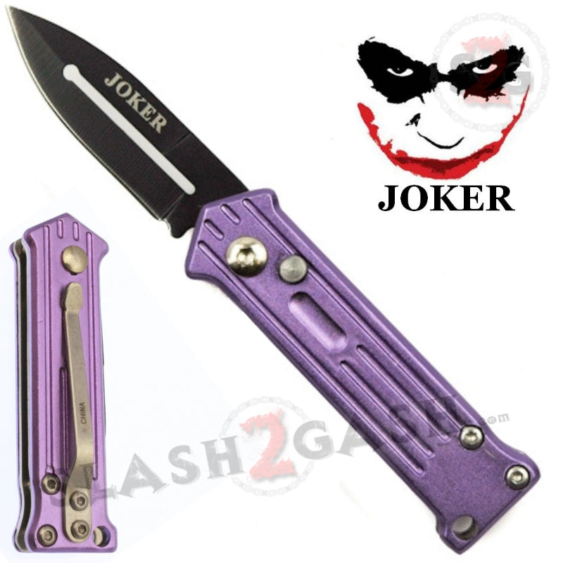 Mini Joker Automatic Knife Cali Legal Switchblade - Purple Purple - with Safety Knife-Auto - Tophatter Daily Deals