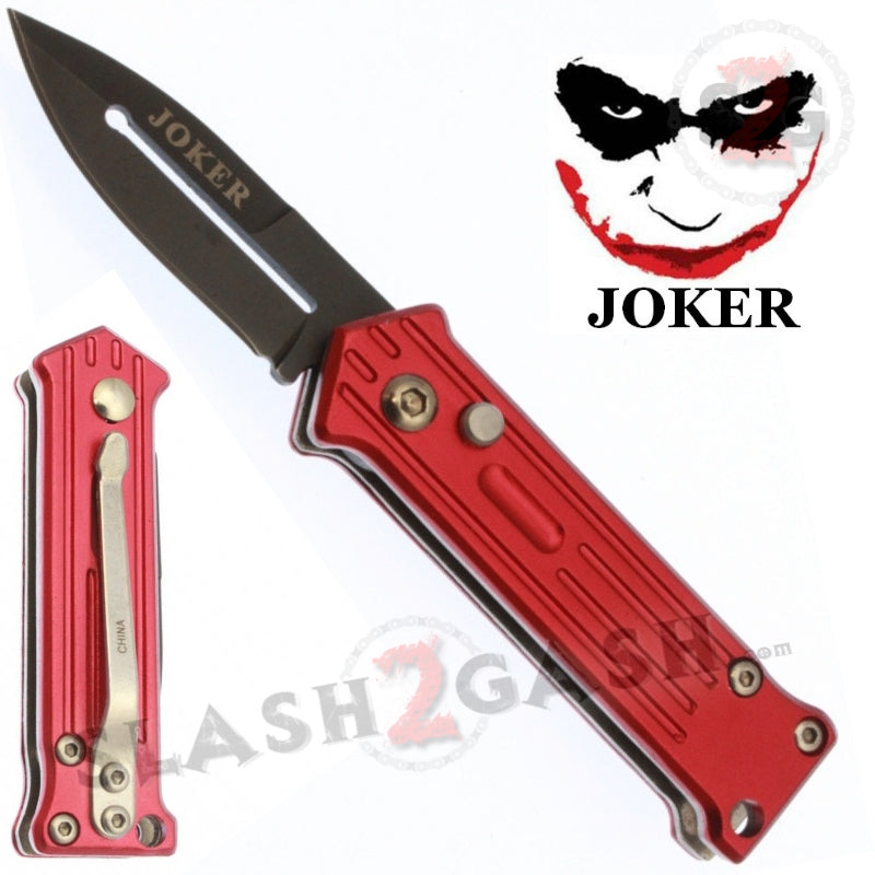 Mini Joker Automatic Knife Cali Legal Switchblade - Red Red - last piece that DOES say Joker Knife-Auto - Tophatter Daily Deals