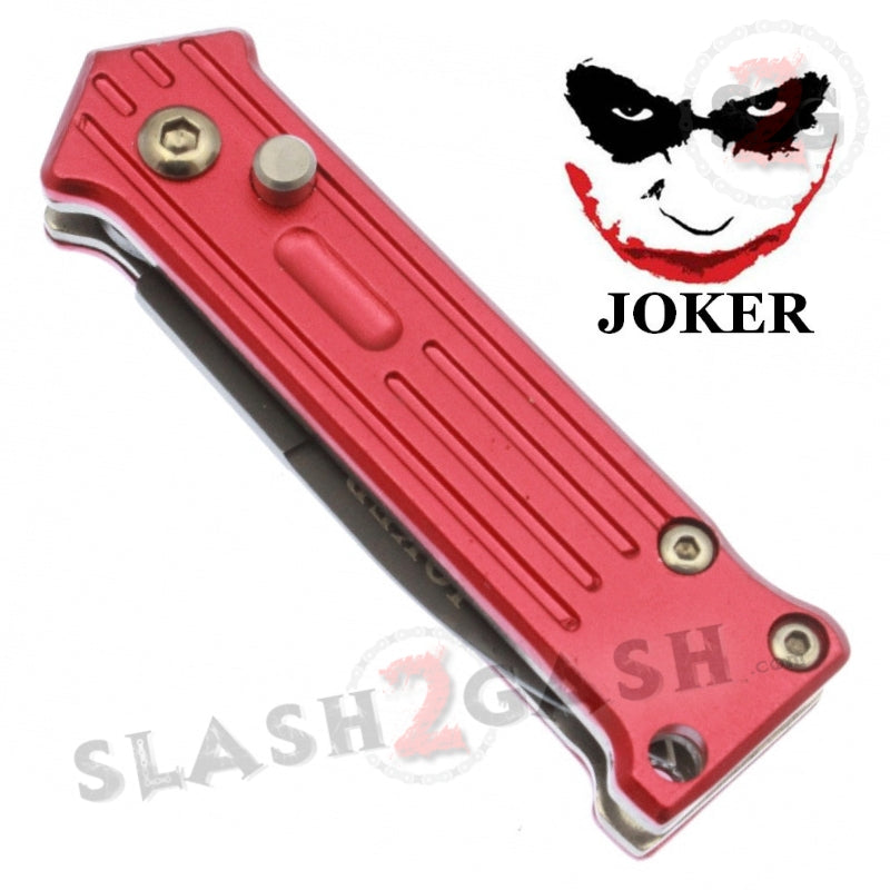 Mini Joker Automatic Knife Cali Legal Switchblade - Asst. colors Red - with Safety Knife-Auto - Tophatter Daily Deals