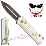 Mini Joker Automatic Knife Cali Legal Switchblade - Silver Knife-Auto - Tophatter Daily Deals