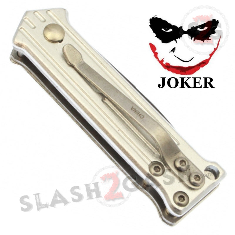 Mini Joker Automatic Knife Cali Legal Switchblade - Silver Knife-Auto - Tophatter Daily Deals