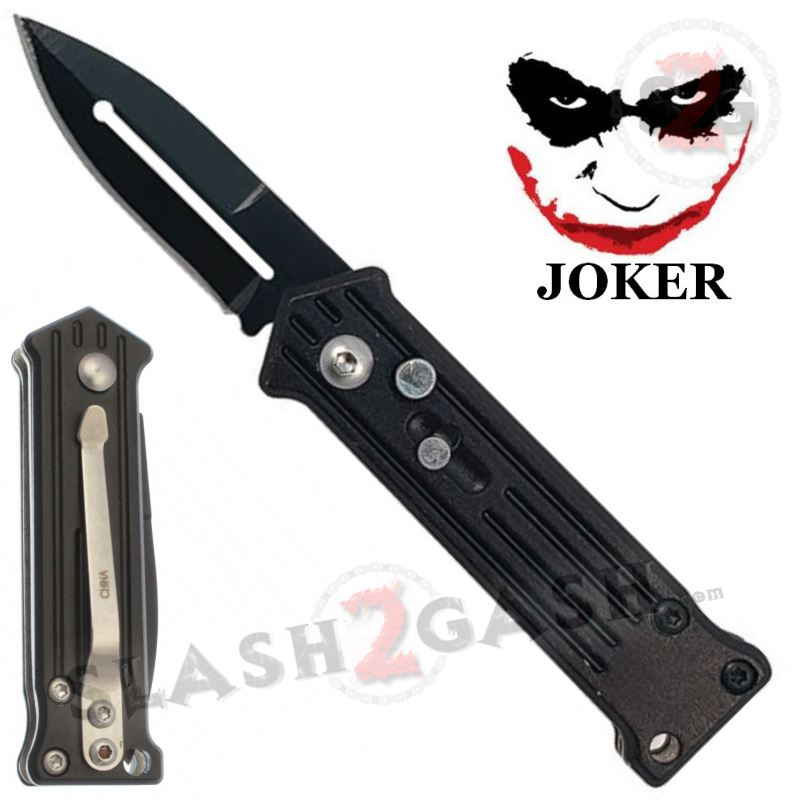 Mini Joker Automatic Knife Cali Legal Switchblade - Asst. colors Black - with Safety Knife-Auto - Tophatter Daily Deals