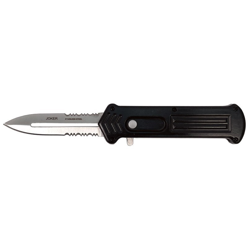 Cupid (Joker) OTF Automatic Knife Single Action Black Serrated Knife-OTF - Tophatter Daily Deals
