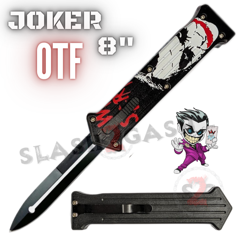 JOKER OTF Knife 8" Auto Switchblade Dagger ABS Handle - Why So Serious Why So Serious 1 (face design) Knife-OTF - Tophatter Daily Deals