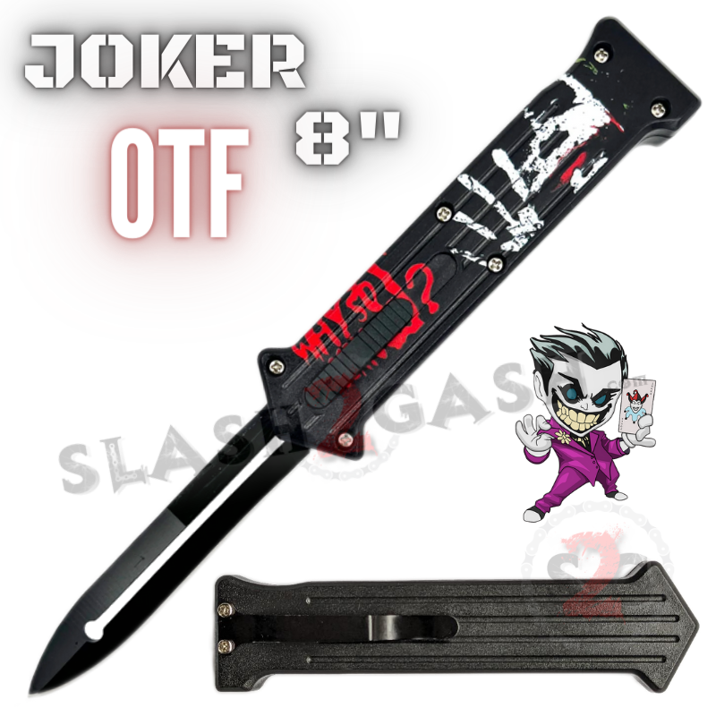 JOKER OTF Knife 8" Auto Switchblade Dagger ABS Handle - Why So Serious 2 Why So Serious 2 (hand design) Knife-OTF - Tophatter Daily Deals