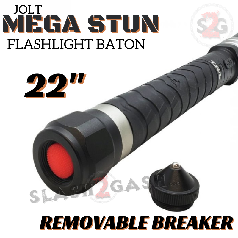STUN BATON 100M Volts w/ LED Flashlight Stun Gun - Jolt MEGA Stun 22" SD-StunGun - Tophatter Daily Deals