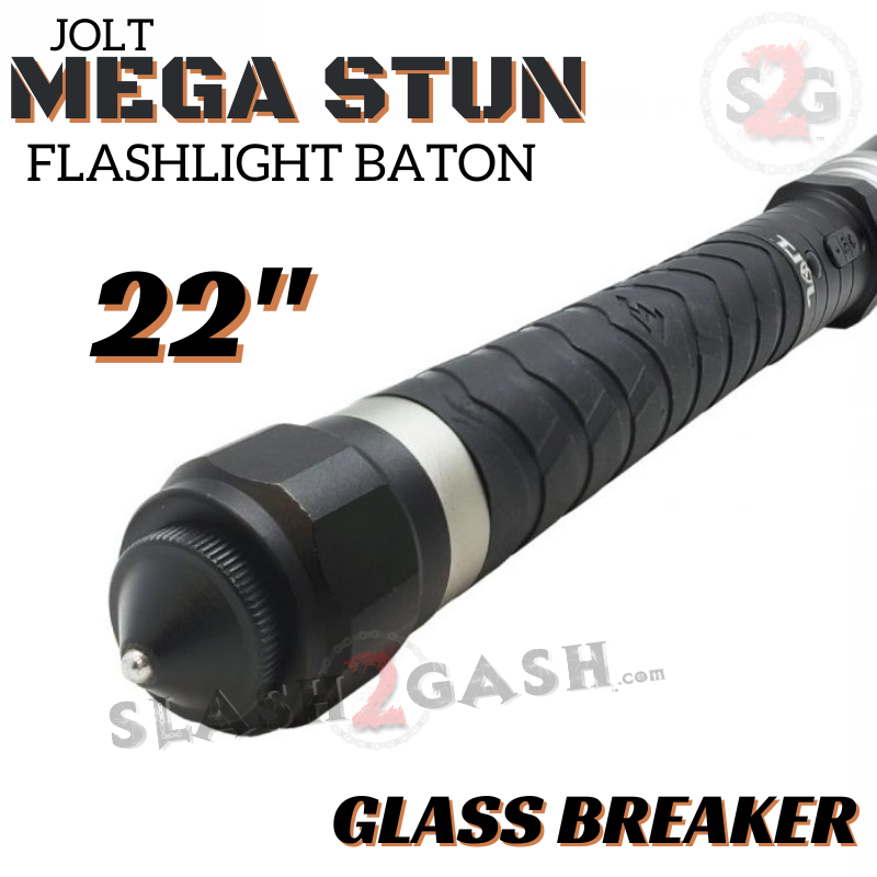 STUN BATON 100M Volts w/ LED Flashlight Stun Gun - Jolt MEGA Stun 22" SD-StunGun - Tophatter Daily Deals