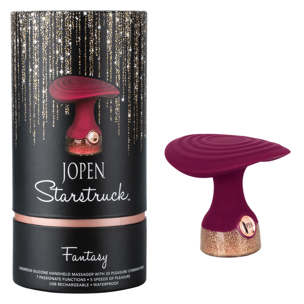 Jopen Starstruck Fantasy Burgundy Silicone Handheld Massager with Glitter Base and 35 Vibration Functions > Sex Toys For Ladies > G-Spot Vibrators - Tophatter Daily Deals