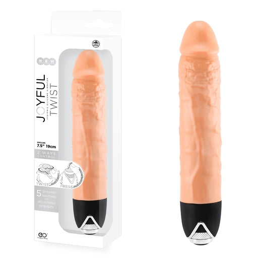 Joyful Twist 7.5 Inch Silicone Vibrator Flesh with 2-Way Control and Adjustable Intensity > Vibrators > Realistic Vibrators - Tophatter Daily Deals