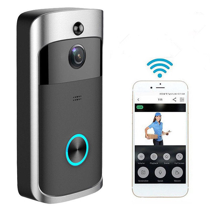 Wireless WiFi DoorBell Smart Video Phone Door Visual Ring Intercom Secure Camera - Black - Tophatter Daily Deals