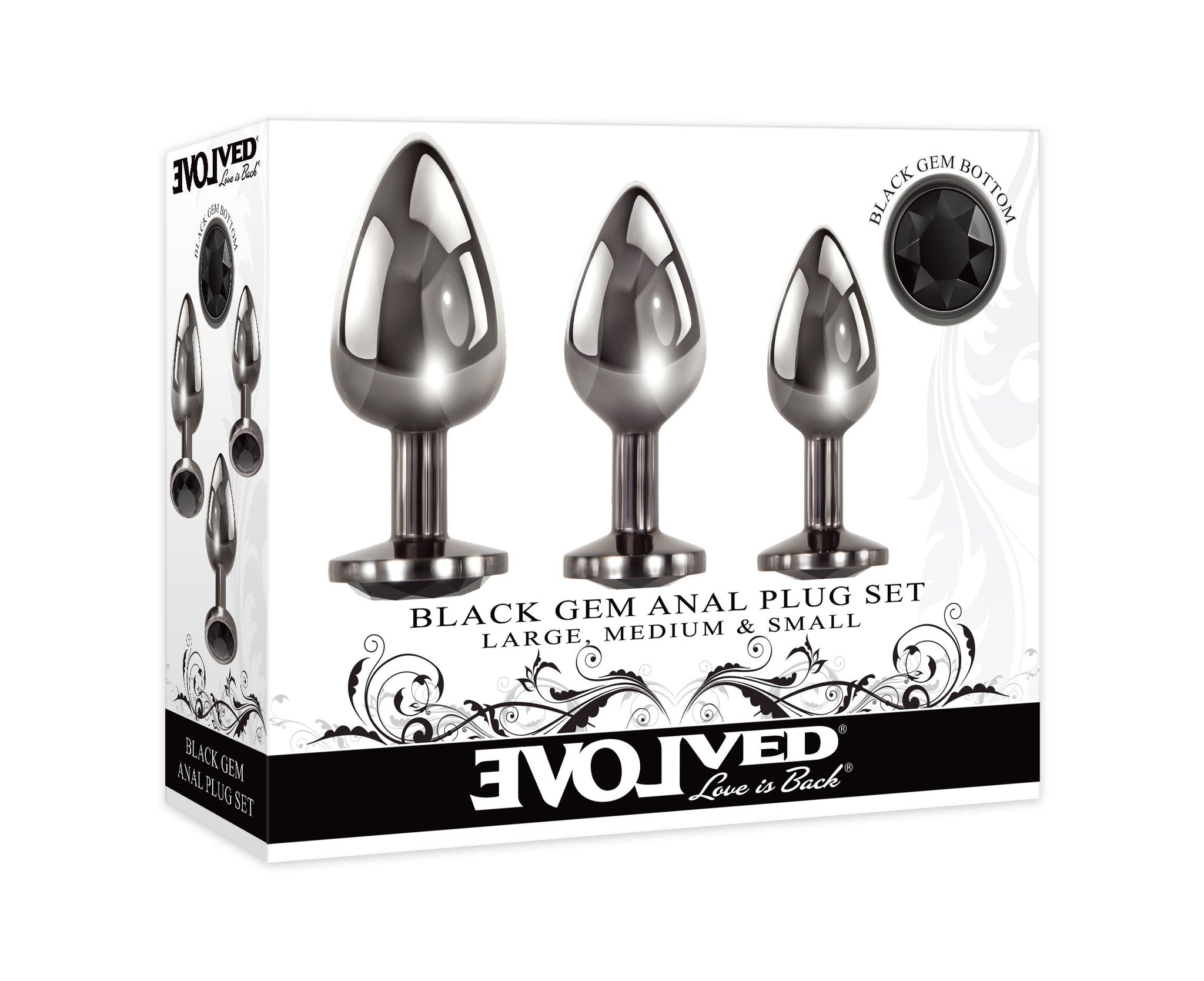 Evolved Black Gem Anal Plug Set – Metal Anal Plug Set > Anal Range > Butt Plug Kits - Tophatter Daily Deals