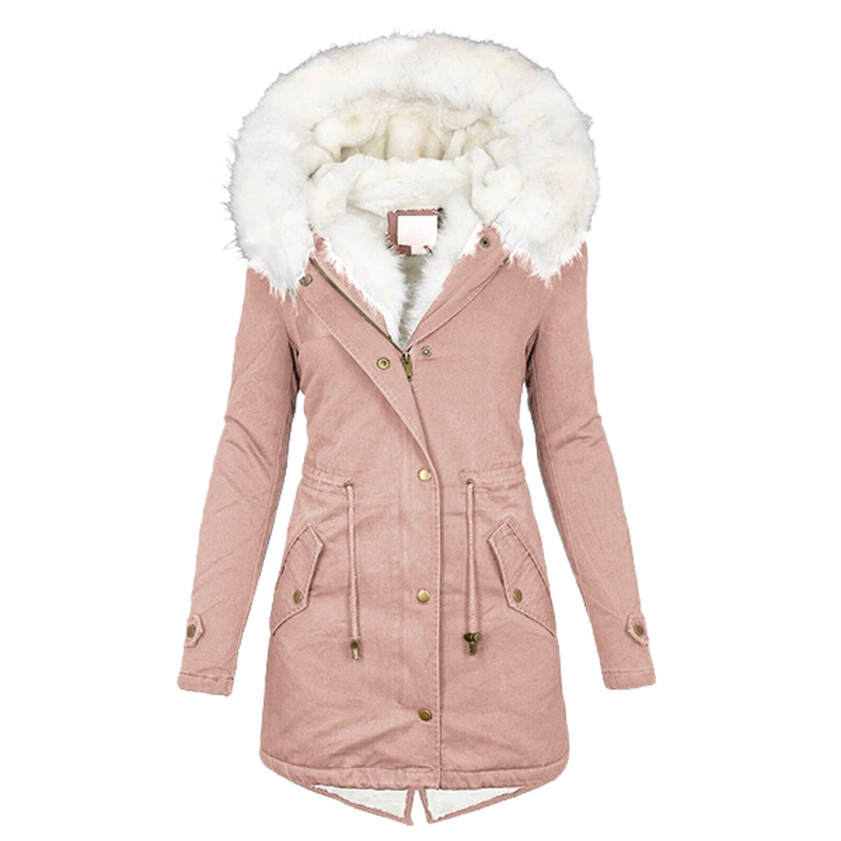 Warm Women’s Parka - Mid Thigh Tailored, Faux Fur, Winter Pink - Tophatter Daily Deals