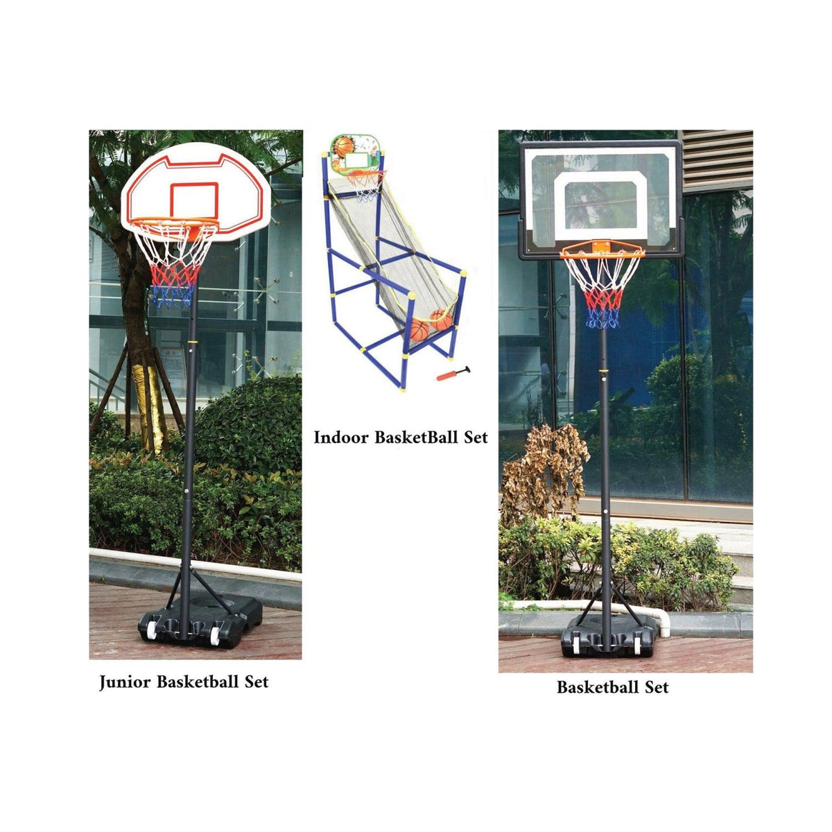 Portable Basketball Stand - Junior Height Adjustable Basketball Hoop, Free Standing Portable Basketball Stand for Kids I Hoop height adjustable 165cm to 205cm Sports - Tophatter Daily Deals