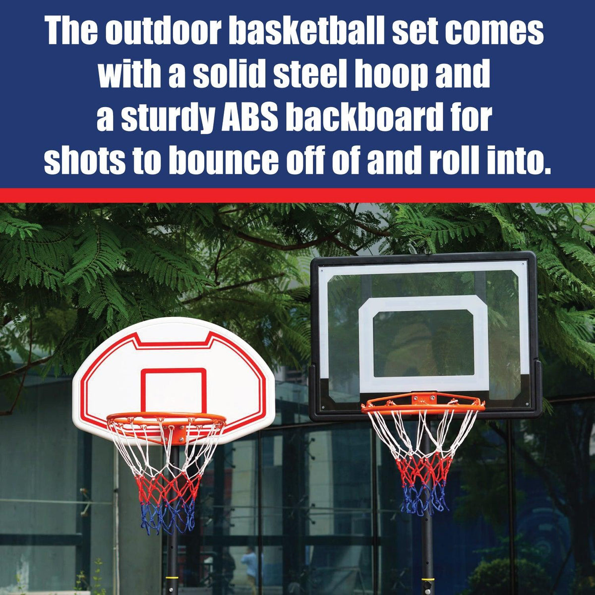 Portable Basketball Stand - Junior Height Adjustable Basketball Hoop, Free Standing Portable Basketball Stand for Kids I Hoop height adjustable 165cm to 205cm Sports - Tophatter Daily Deals