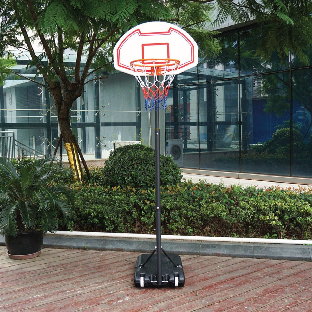 Portable Basketball Stand - Junior Height Adjustable Basketball Hoop, Free Standing Portable Basketball Stand for Kids I Hoop height adjustable 165cm to 205cm Sports - Tophatter Daily Deals