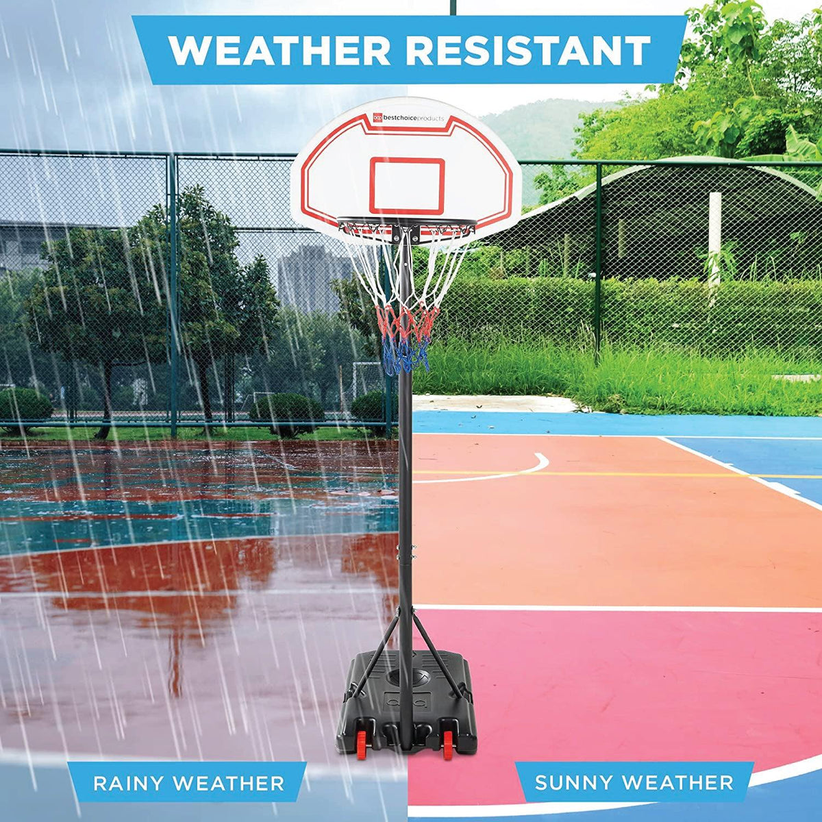 Portable Basketball Stand - Junior Height Adjustable Basketball Hoop, Free Standing Portable Basketball Stand for Kids I Hoop height adjustable 165cm to 205cm Sports - Tophatter Daily Deals
