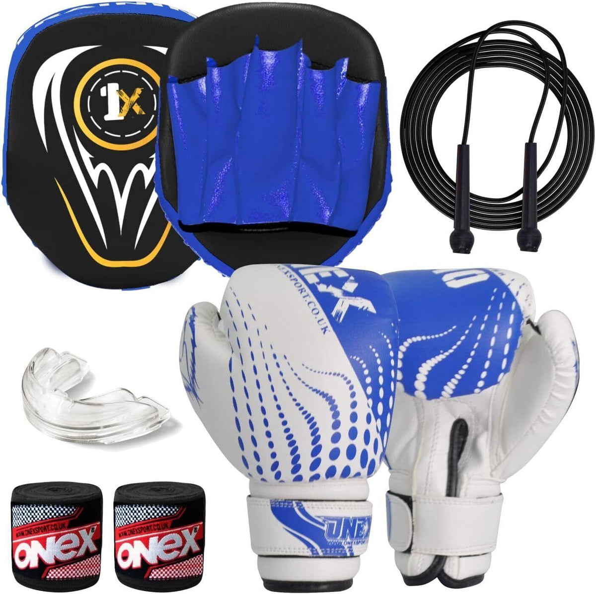 Boxing Glove and Pad Set - Junior Boxing gloves and Punch Pads set Focus Mitts MMA Training Sparring Thai Blue Exercise & Fitness - Tophatter Daily Deals
