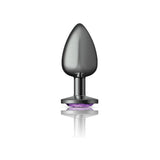 Cheeky Charms Gunmetal Round Butt Plug with Purple Jewel Large > Anal Range > Jewel Butt Plugs - Tophatter Daily Deals