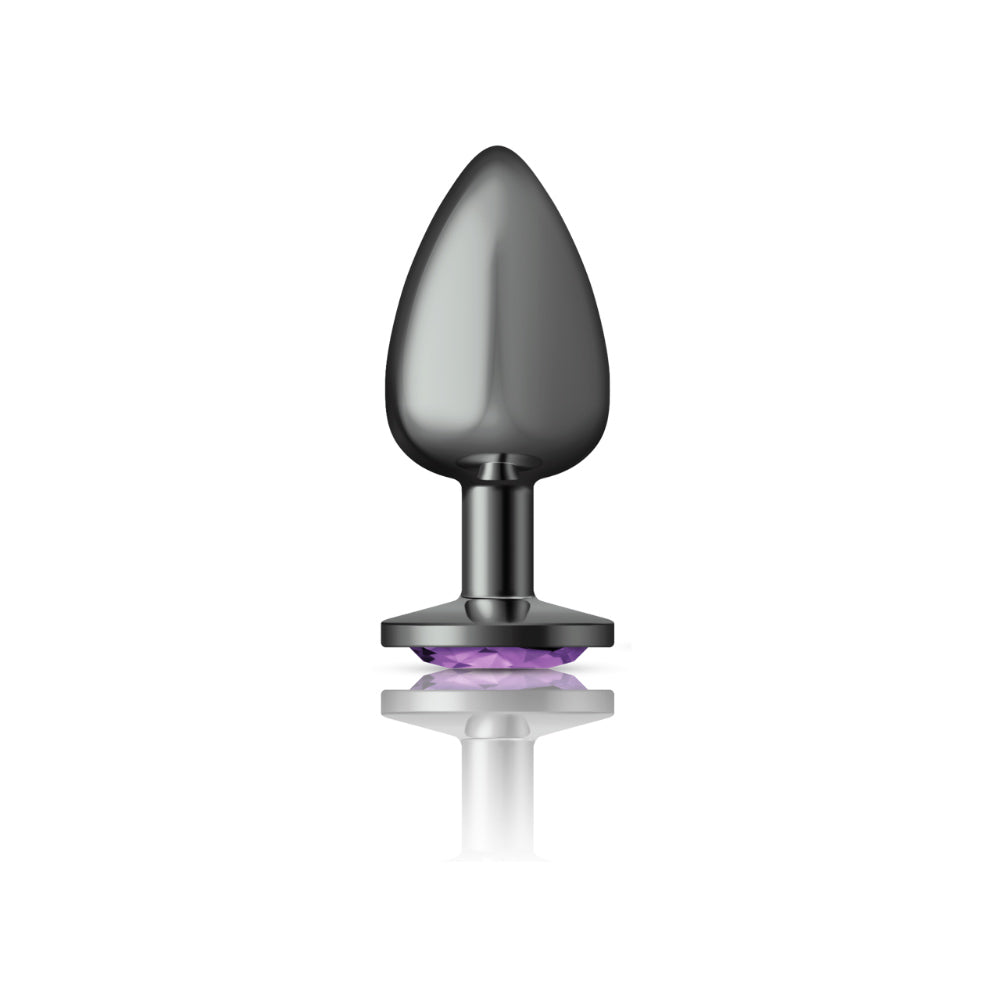 Cheeky Charms Gunmetal Round Butt Plug with Purple Jewel Large > Anal Range > Jewel Butt Plugs - Tophatter Daily Deals