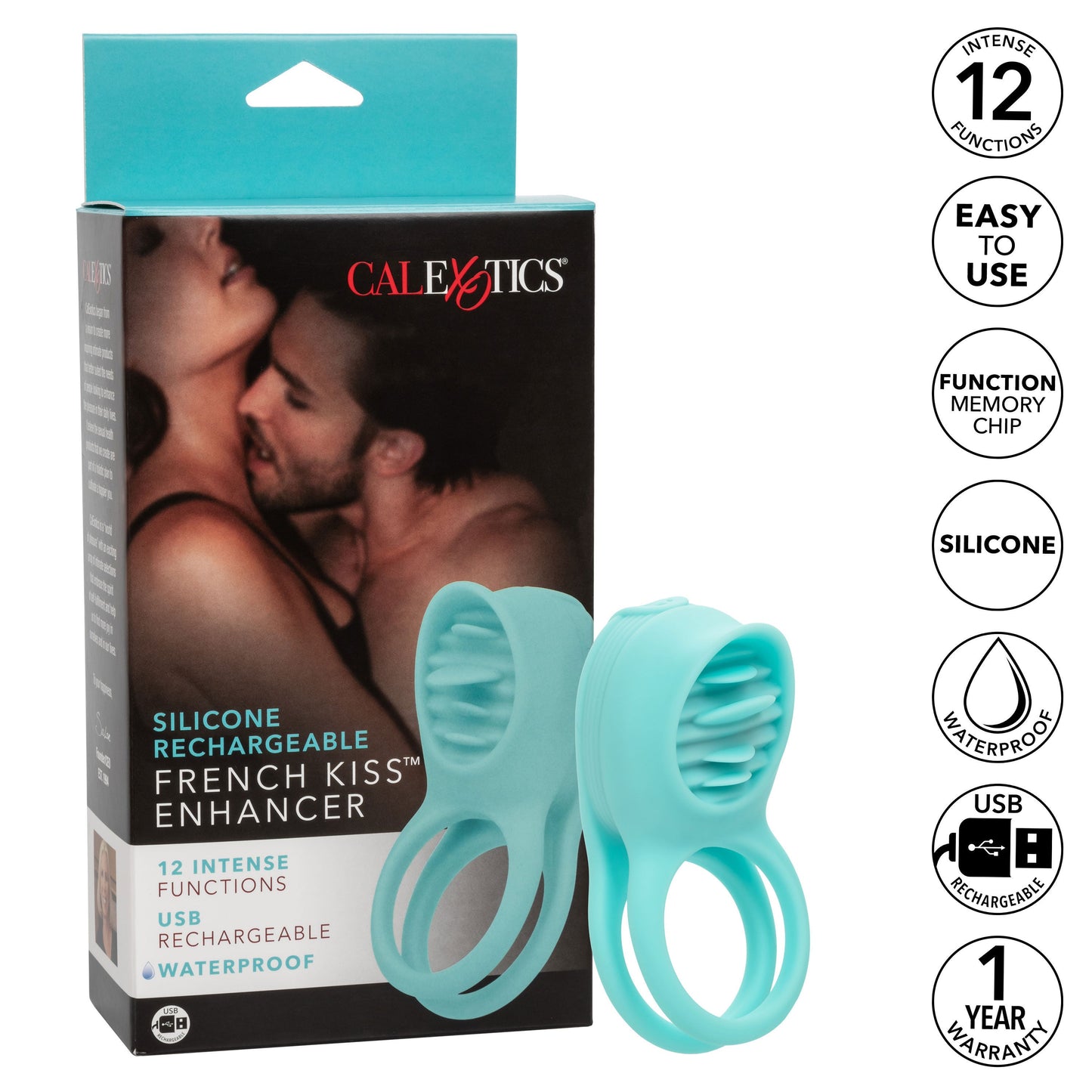 Silicone Rechargeable French Kiss Enhancer – Vibrator with 12 Functions and Flickering Teaser Ring > Cock Ring > Vibrating - Tophatter Daily Deals