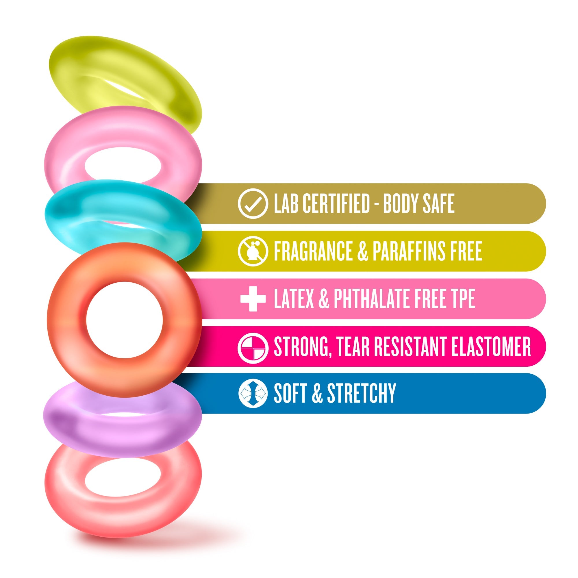 King of the Ring Coloured Cock Rings Set of 6 > Cock Ring > Sets - Tophatter Daily Deals