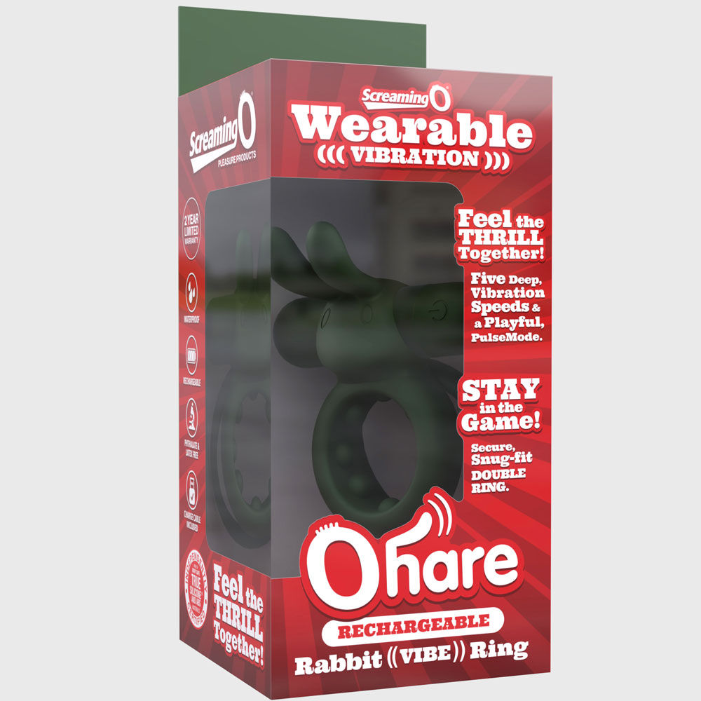 Ohare (Black | Blue | Green) – Rechargeable Silicone Rabbit Vibrating Cock Ring > Cock Ring > Vibrating - Tophatter Daily Deals