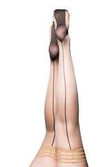 Kixies Ruby Nude Sheer Thigh Highs with Black Back Seam and Cuban Heel Size B > Clothes > Hosiery > Stockings - Tophatter Daily Deals