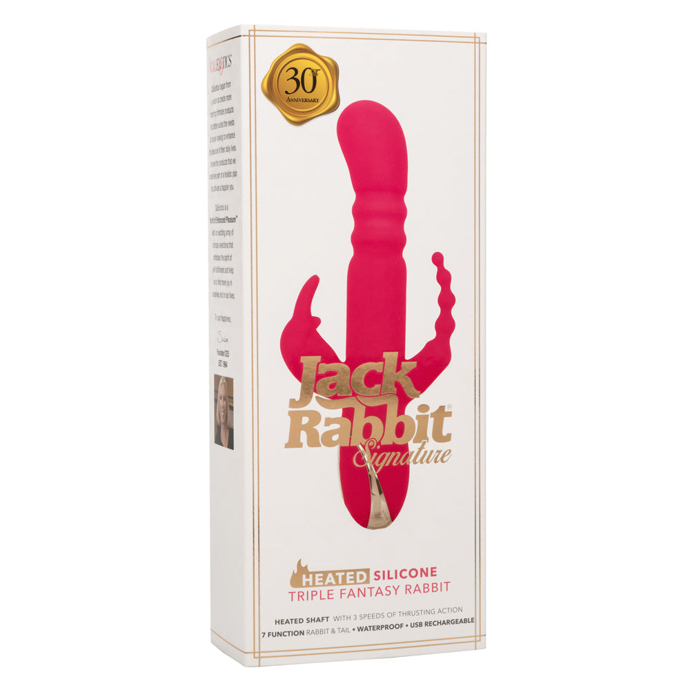 Jack Rabbit Signature Heated Silicone Triple Fantasy Rabbit Vibrator Pink > Vibrators > Ladies > Rabbit Multi - Tophatter Daily Deals