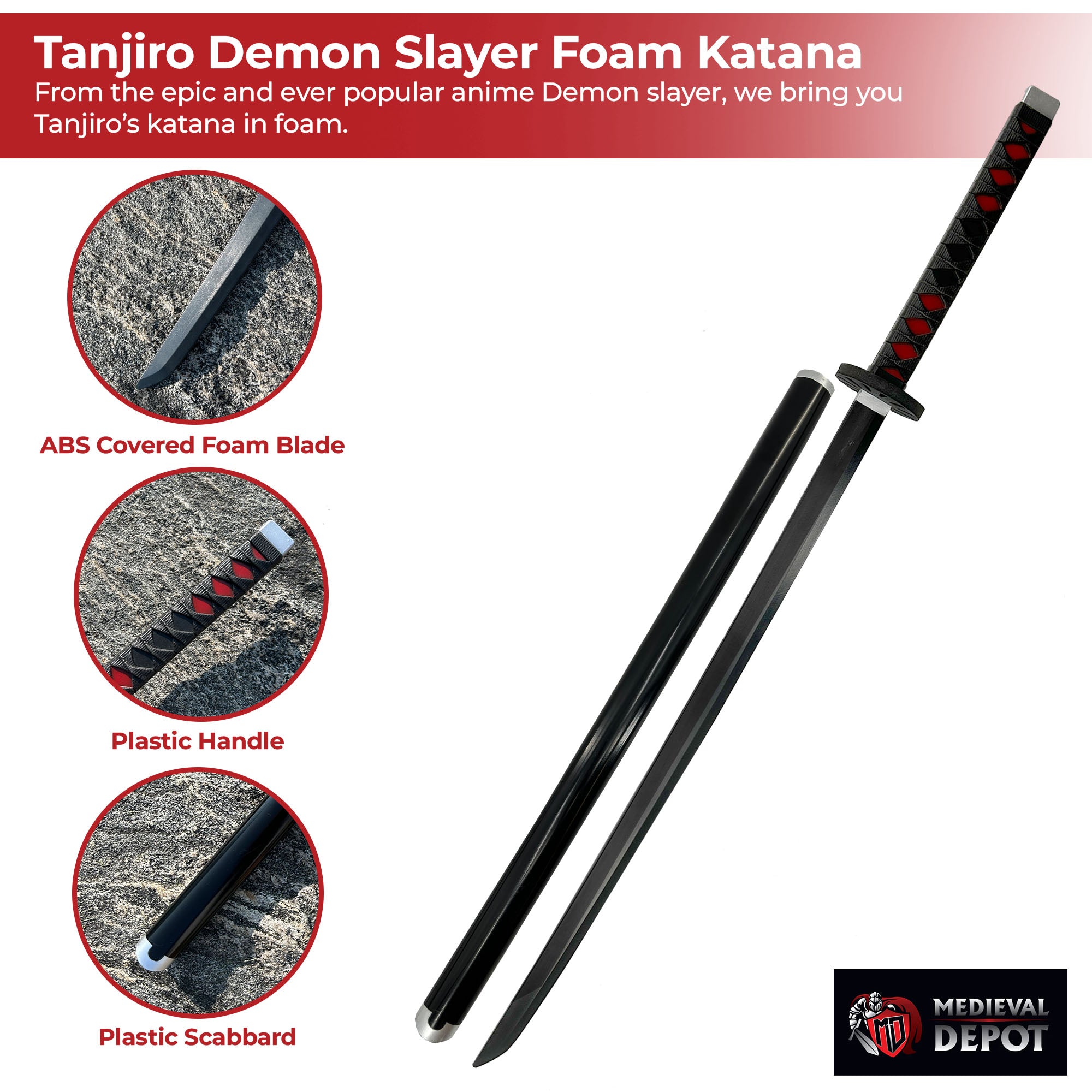 Kamado Tanjiro Demon Slayer Foam Katana Sword With Scabbard Swords - Tophatter Daily Deals