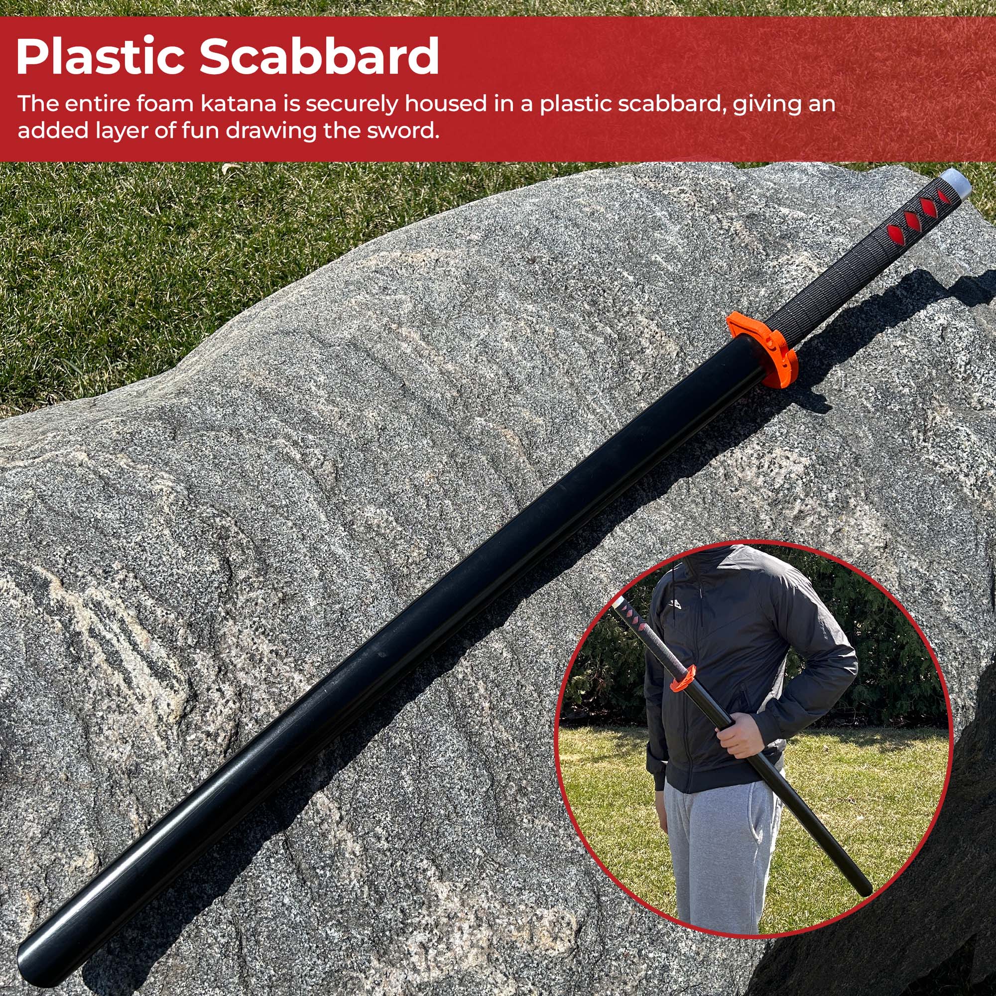 Kamado Tanjiro Flame Guard Demon Slayer Foam Katana Sword With Scabbard Swords - Tophatter Daily Deals