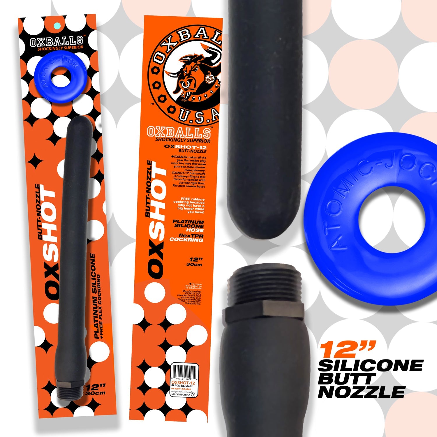 Oxshot Butt Nozzle 12in Shower Hose for Ultimate Cleaning > Essentials > Douches - Tophatter Daily Deals