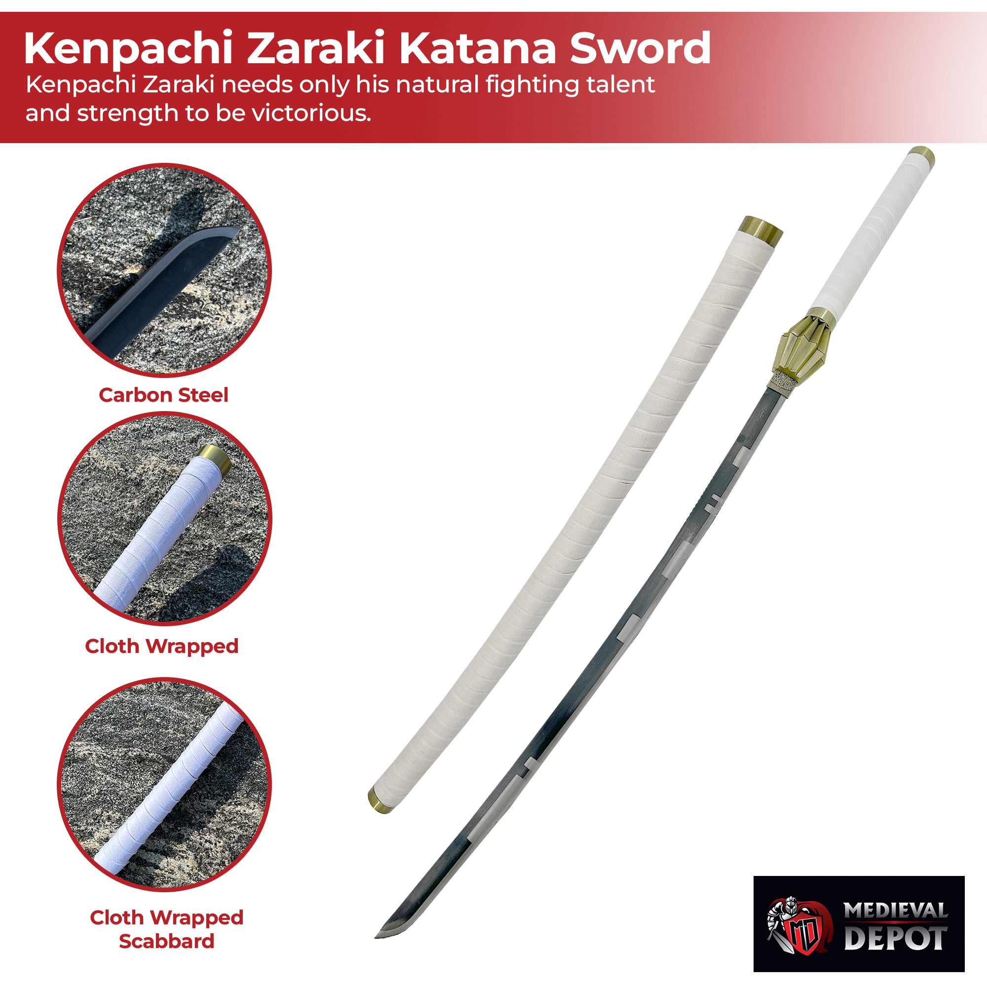 Kenpachi Zaraki’s Nozarashi Lawless Katana Sword from Bleach swords - Tophatter Daily Deals
