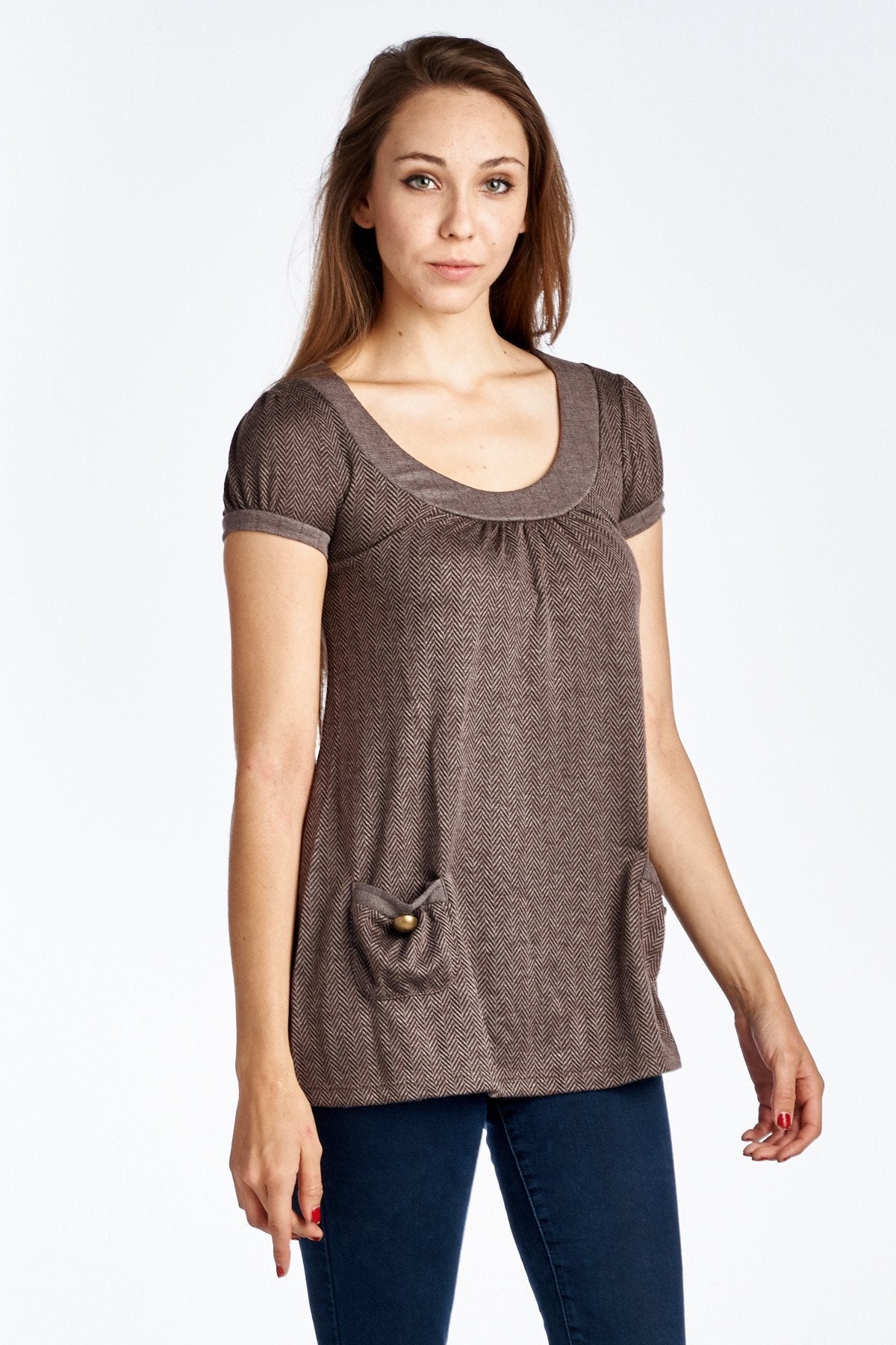 Women's Bell Sleeve Tunic with Front Pocket Detail Tops - Tophatter Daily Deals
