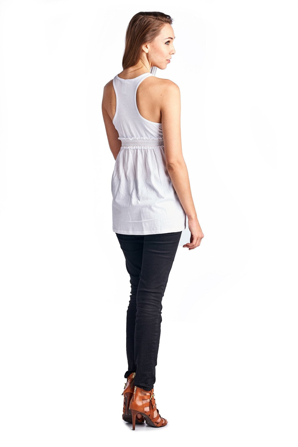 Women's Jersey Smocked Racerback Tank Tanks - Tophatter Daily Deals