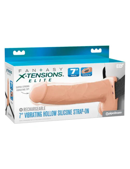 Fantasy X-Tensions Elite (Light) – 7 Inch Vibrating Hollow Silicone Strap-On > Dildos > Strap On Harnesses - Tophatter Daily Deals