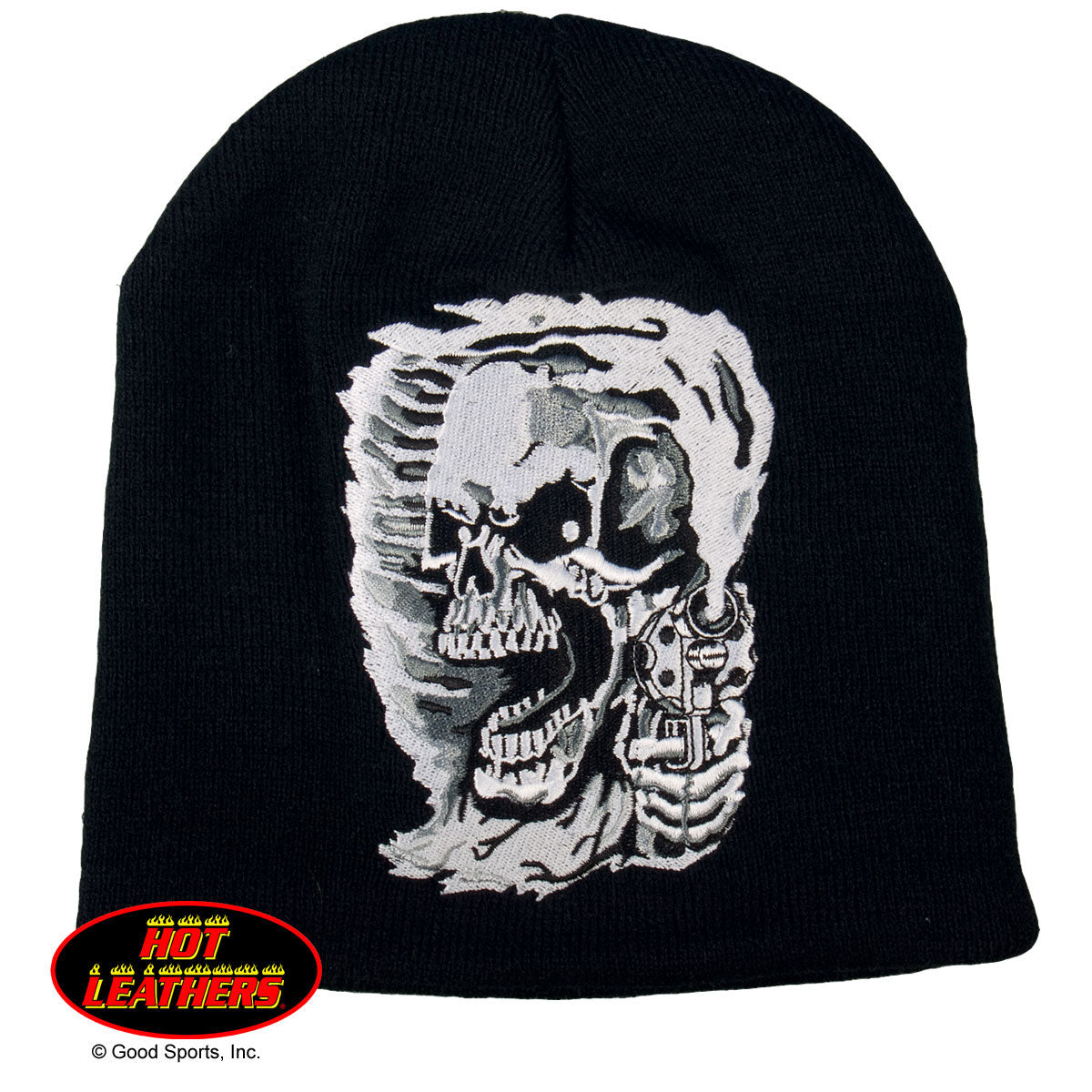 Hot Leathers Assassin Knit Cap Embroidered Skull & Pistols Beanie Beanie/Knit Cap - Tophatter Daily Deals