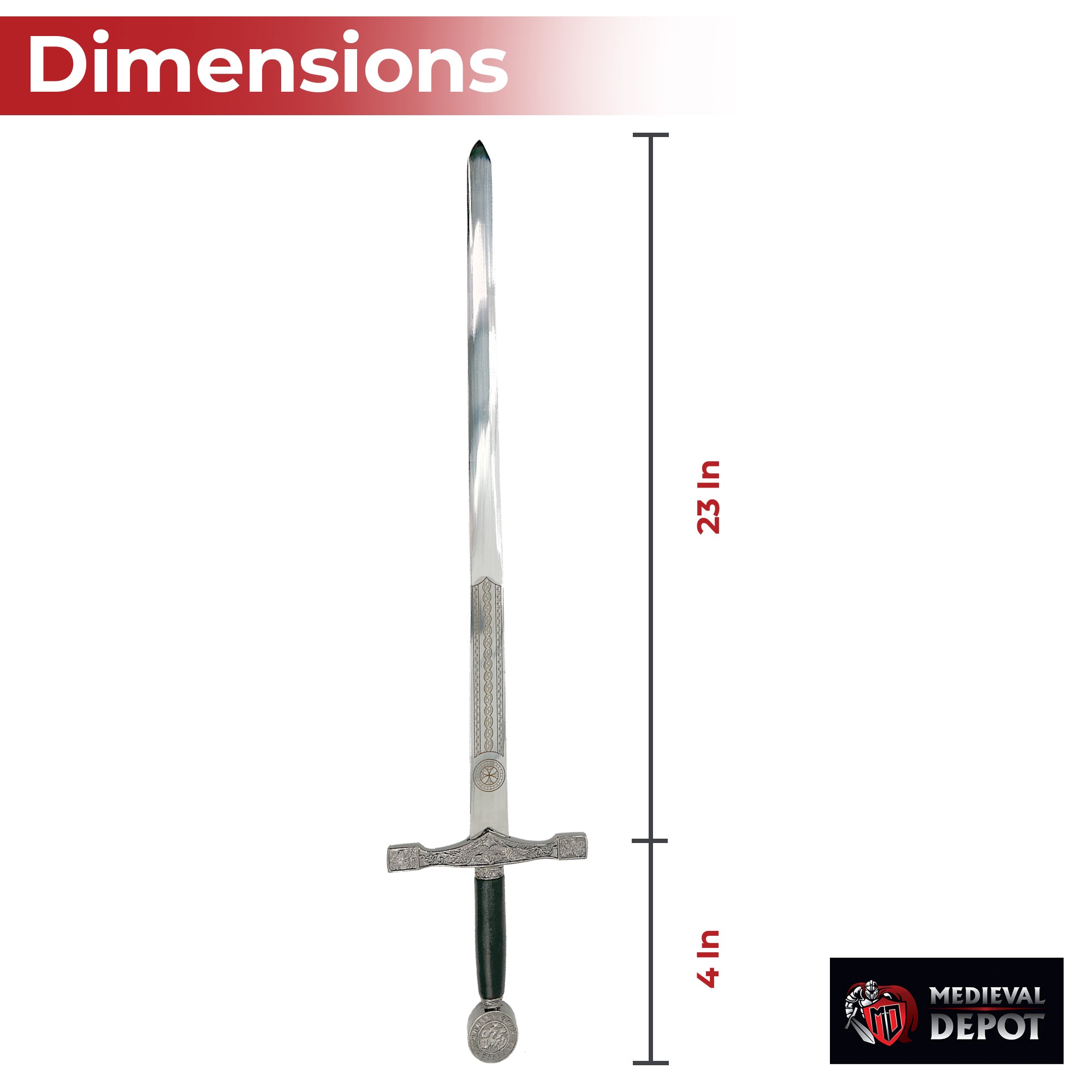 King Arthur Excalibur Replica Longsword - Silver swords - Tophatter Daily Deals