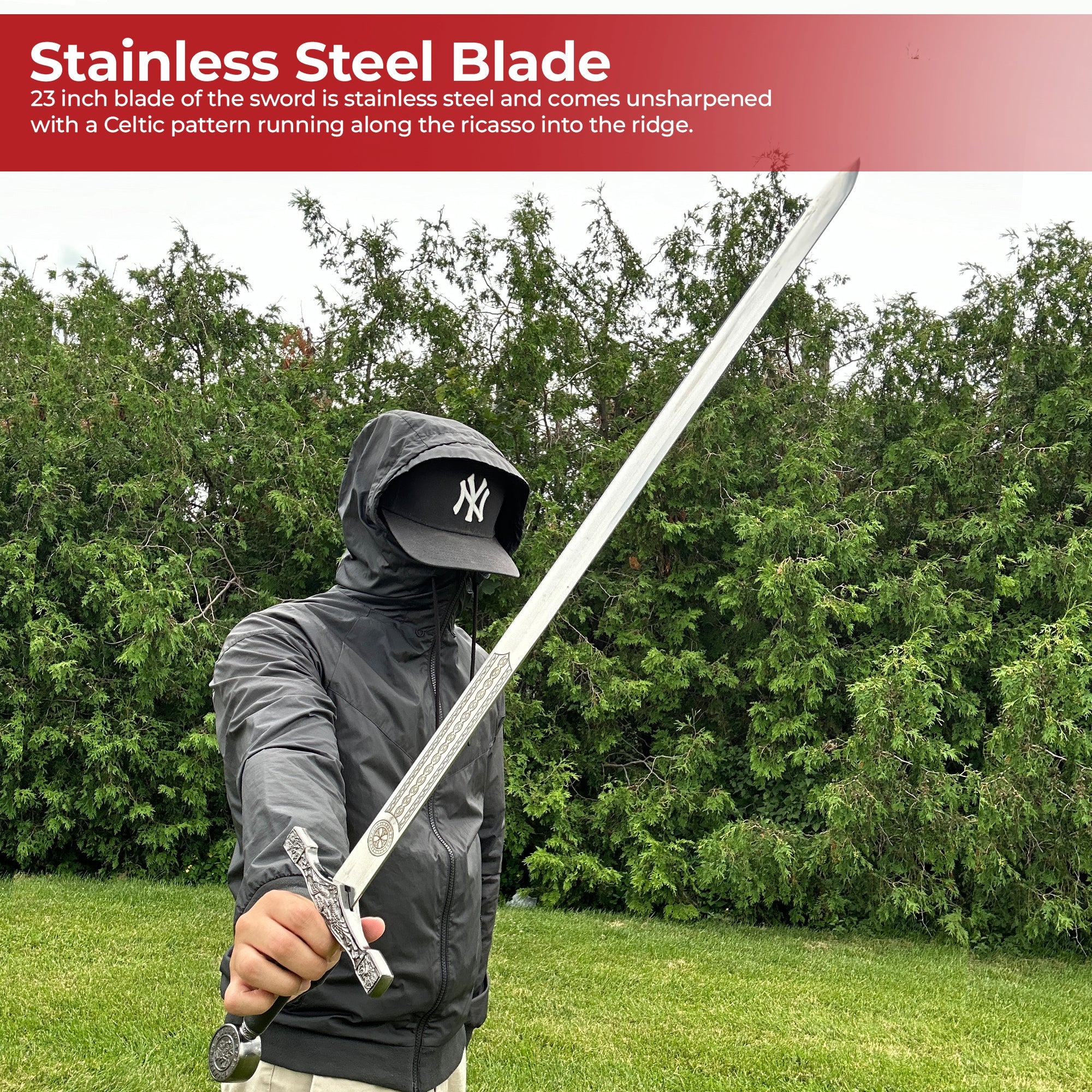 King Arthur Excalibur Replica Longsword - Silver swords - Tophatter Daily Deals
