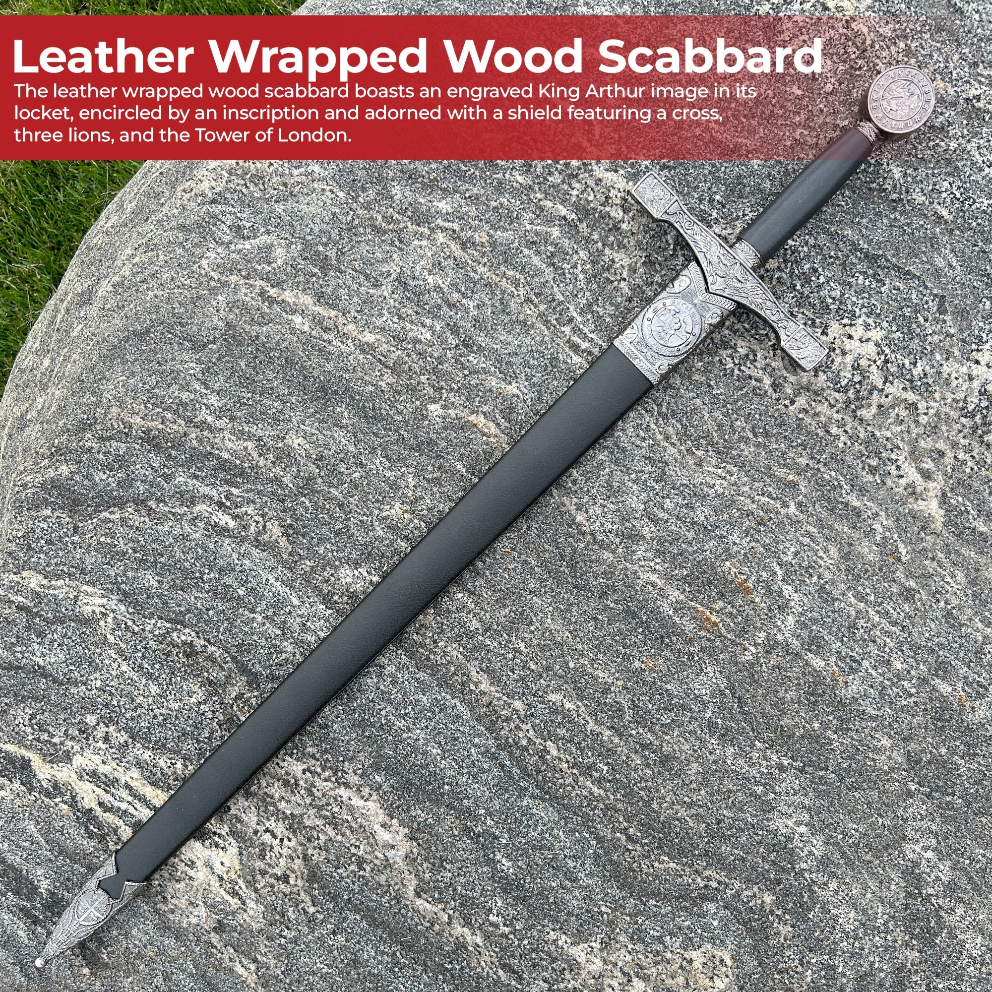 King Arthur Excalibur Replica Longsword - Silver swords - Tophatter Daily Deals