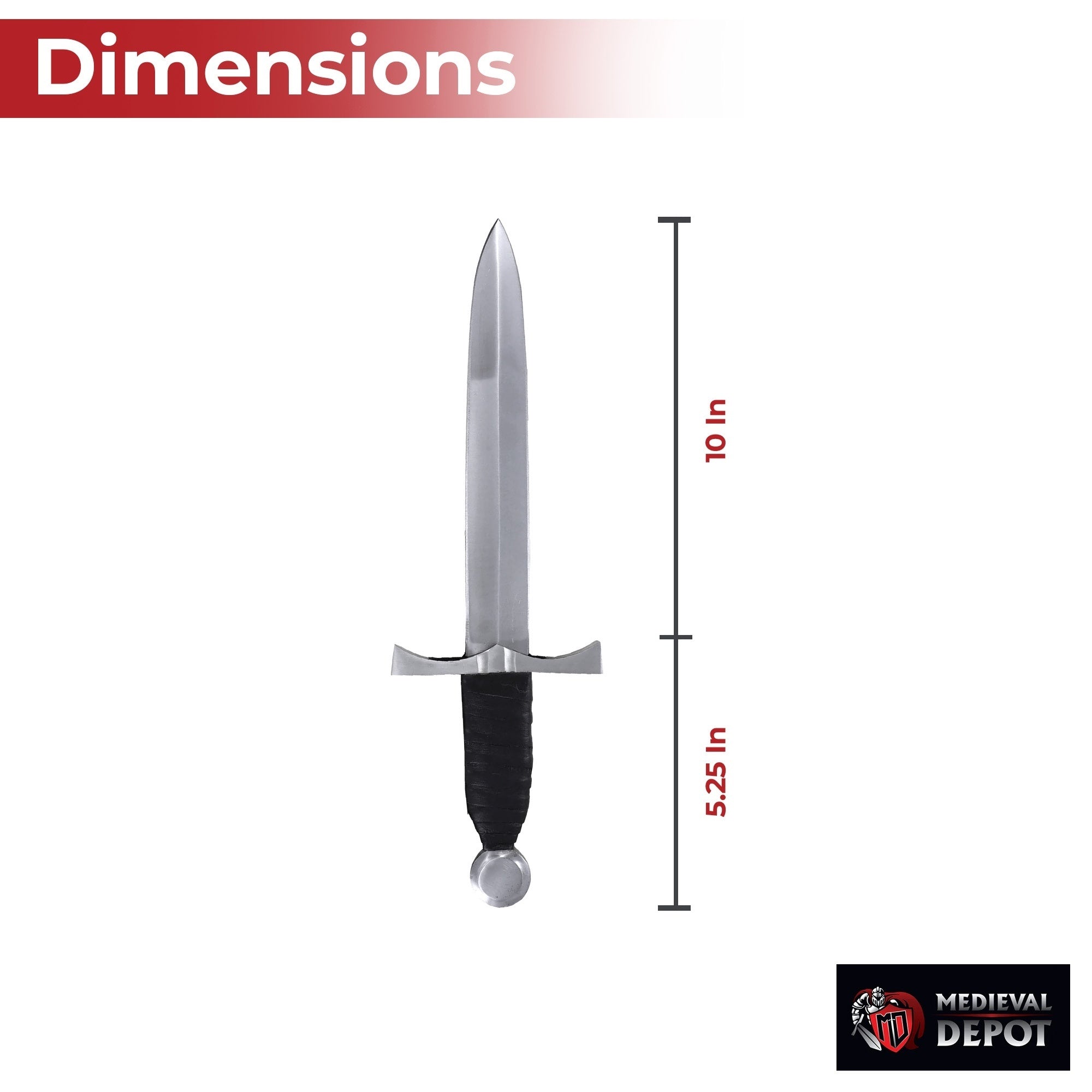 King of the Archers Full Tang Arming Dagger with Black Leather Handle Dagger - Tophatter Daily Deals