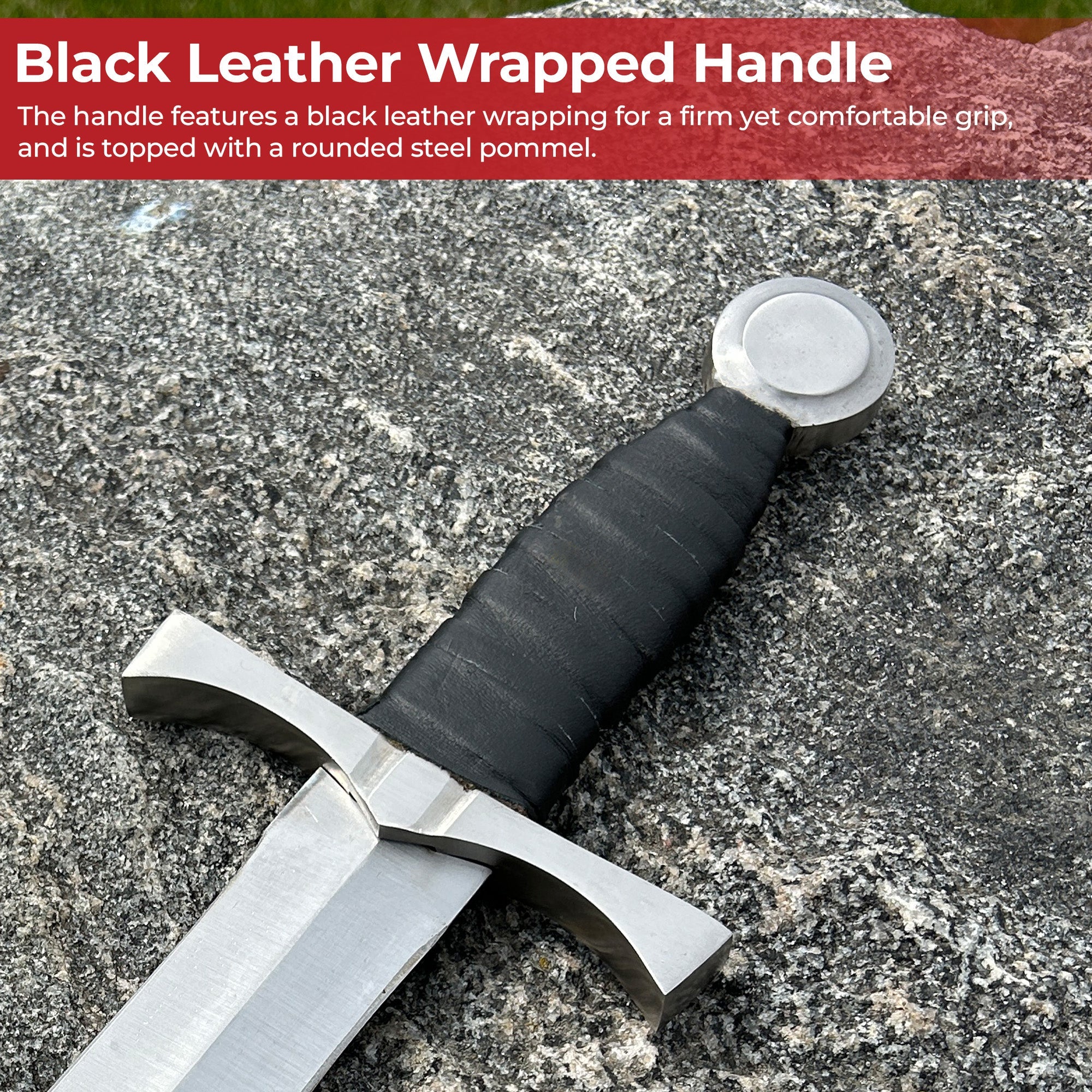 King of the Archers Full Tang Arming Dagger with Black Leather Handle Dagger - Tophatter Daily Deals