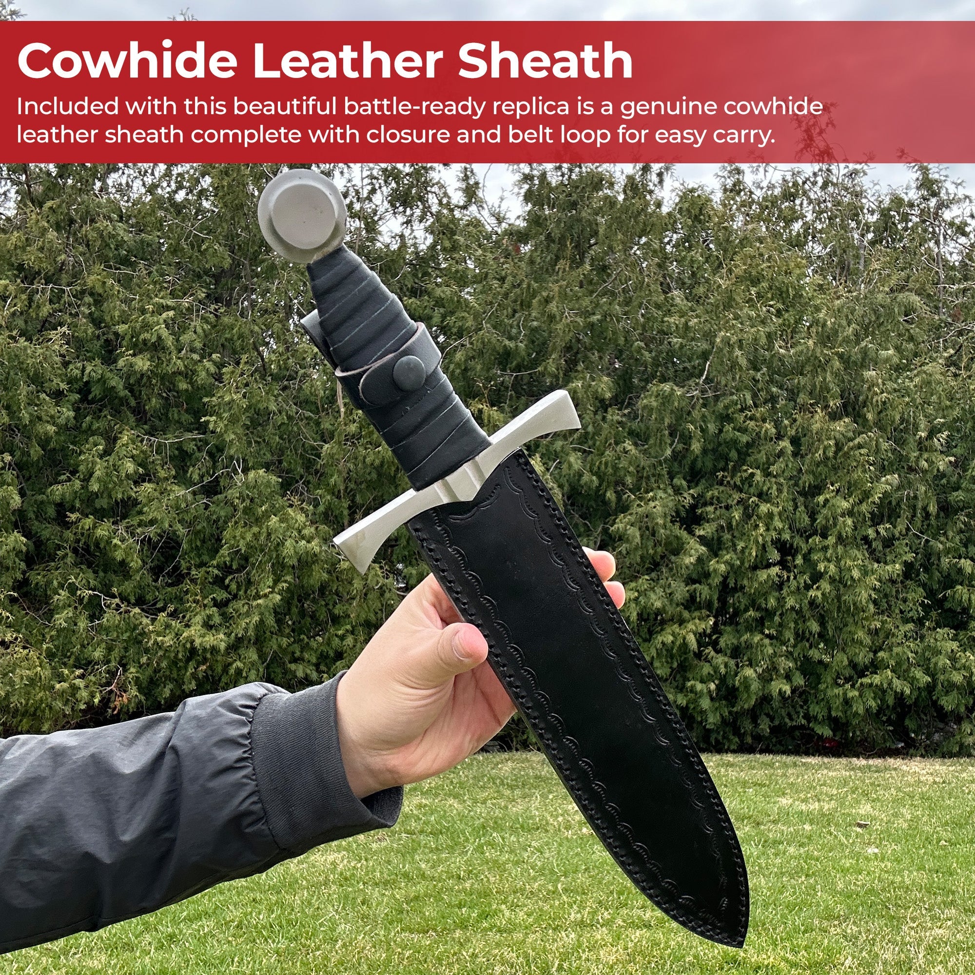 King of the Archers Full Tang Arming Dagger with Black Leather Handle Dagger - Tophatter Daily Deals
