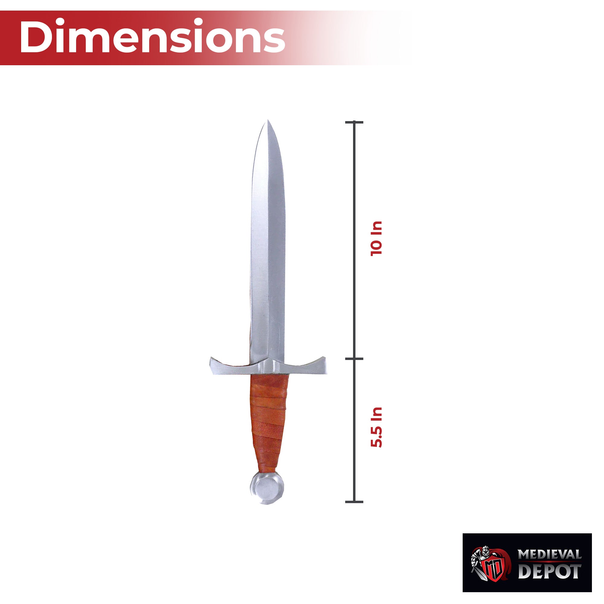 King of the Archers Full Tang Arming Dagger with Brown Leather Handle Dagger - Tophatter Daily Deals