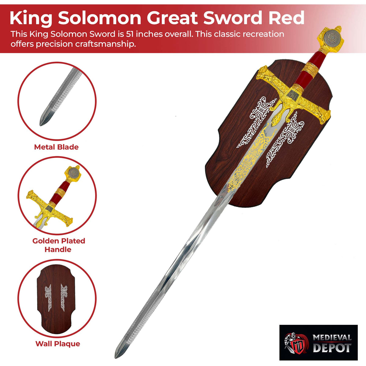 King Solomon Great Sword Red swords - Tophatter Daily Deals